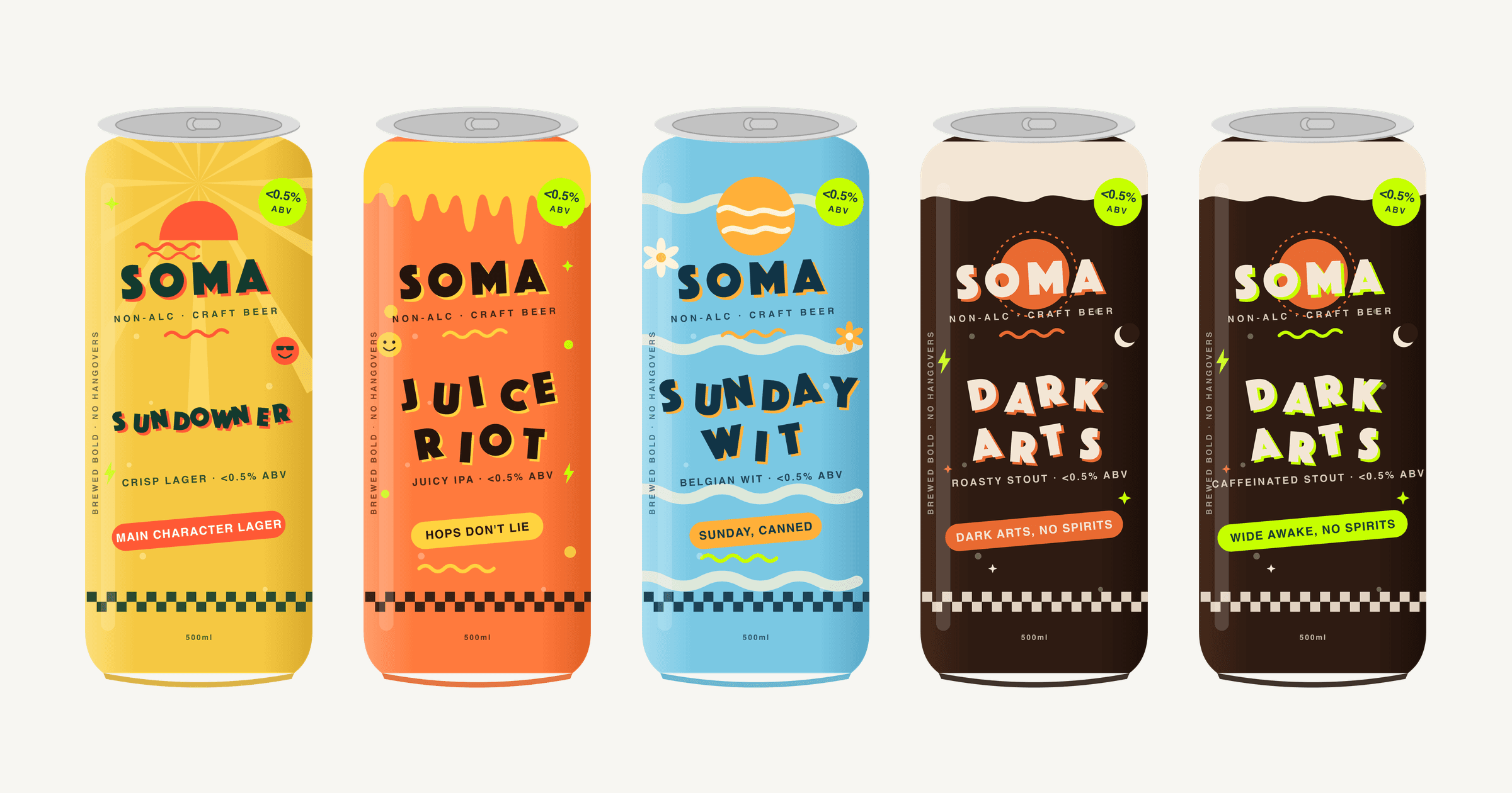 All five cans on cream